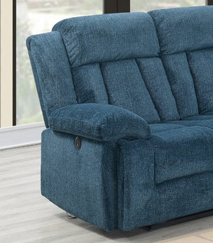 English Elm Dark Blue Chenille Power Reclining Sectional with USB Console for Modern Living B011S03625