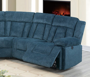 English Elm Dark Blue Chenille Power Reclining Sectional with USB Console for Modern Living B011S03625