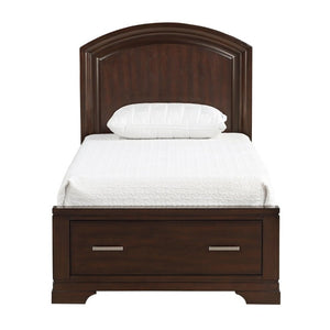 English Elm Cherry Finish Twin Platform Bed with Storage Drawers Curved Headboard Birch Wood B011S03648