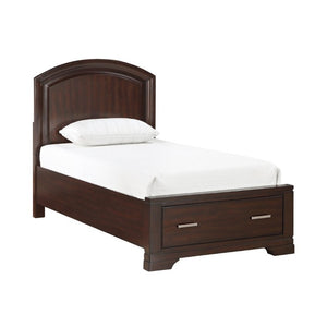 English Elm Cherry Finish Twin Platform Bed with Storage Drawers Curved Headboard Birch Wood B011S03648