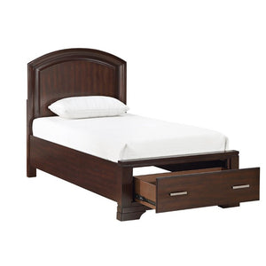 English Elm Cherry Finish Twin Platform Bed with Storage Drawers Curved Headboard Birch Wood B011S03648