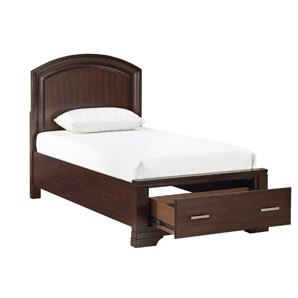 English Elm Cherry Finish Twin Platform Bed with Storage Drawers Curved Headboard Birch Wood B011S03648