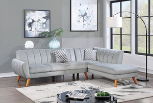 English Elm 2-Pcs Velvet Sectional Sofa with Tufted Back Cushions and Curved Arms for Living Room B011S03650