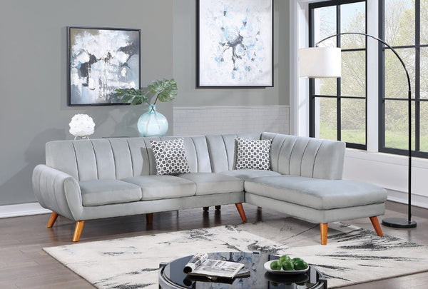 English Elm 2-Pcs Velvet Sectional Sofa with Tufted Back Cushions and Curved Arms for Living Room B011S03650