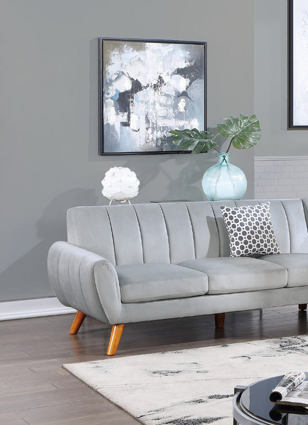 English Elm 2-Pcs Velvet Sectional Sofa with Tufted Back Cushions and Curved Arms for Living Room B011S03650