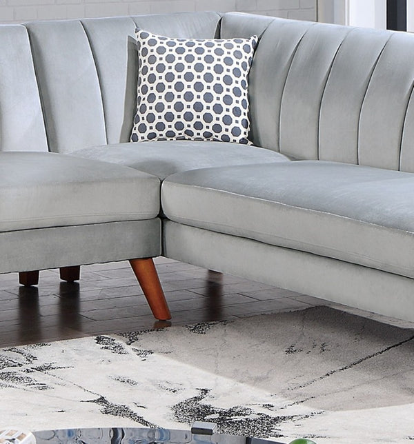 English Elm 2-Pcs Velvet Sectional Sofa with Tufted Back Cushions and Curved Arms for Living Room B011S03650