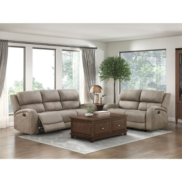 English Elm Sofa and Loveseat Power Reclining Set Microfiber Upholstered Transitional Living Room B011S03806