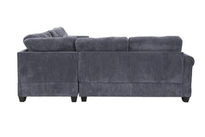 English Elm Laf Raf Corduroy Sectional Four Piece L Shaped Living Room Set with Cocktail Ottoman B011S03807