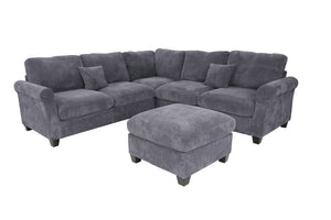 English Elm Laf Raf Corduroy Sectional Four Piece L Shaped Living Room Set with Cocktail Ottoman B011S03807
