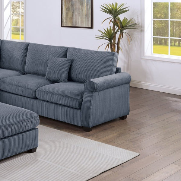 English Elm Laf Raf Corduroy Sectional Four Piece L Shaped Living Room Set with Cocktail Ottoman B011S03807