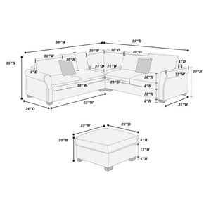 English Elm Laf Raf Modular Sectional with Ottoman Sage Corduroy Four Piece Modern Living Room Set B011S03808