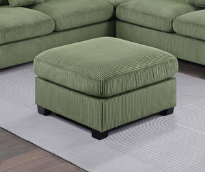 English Elm Laf Raf Modular Sectional with Ottoman Sage Corduroy Four Piece Modern Living Room Set B011S03808