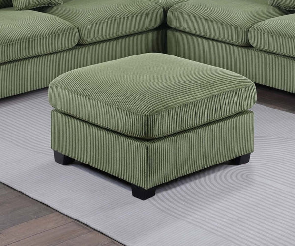 English Elm Laf Raf Modular Sectional with Ottoman Sage Corduroy Four Piece Modern Living Room Set B011S03808
