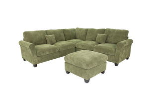 English Elm Laf Raf Modular Sectional with Ottoman Sage Corduroy Four Piece Modern Living Room Set B011S03808