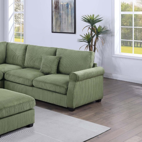 English Elm Laf Raf Modular Sectional with Ottoman Sage Corduroy Four Piece Modern Living Room Set B011S03808
