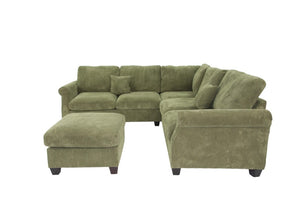 English Elm Laf Raf Modular Sectional with Ottoman Sage Corduroy Four Piece Modern Living Room Set B011S03808