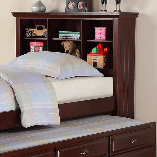 English Elm Contemporary Twin Bed with Bookcase Headboard Storage Trundle and Pine Plywood Frame Cherry B011S03810
