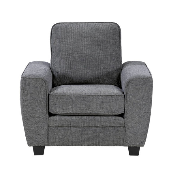 English Elm Contemporary Chenille Living Room Sofa Set with Pocket Coil Support and Plush Cushions Dark Gray 3PC B011S03814