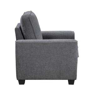 English Elm Contemporary Chenille Living Room Sofa Set with Pocket Coil Support and Plush Cushions Dark Gray 3PC B011S03814