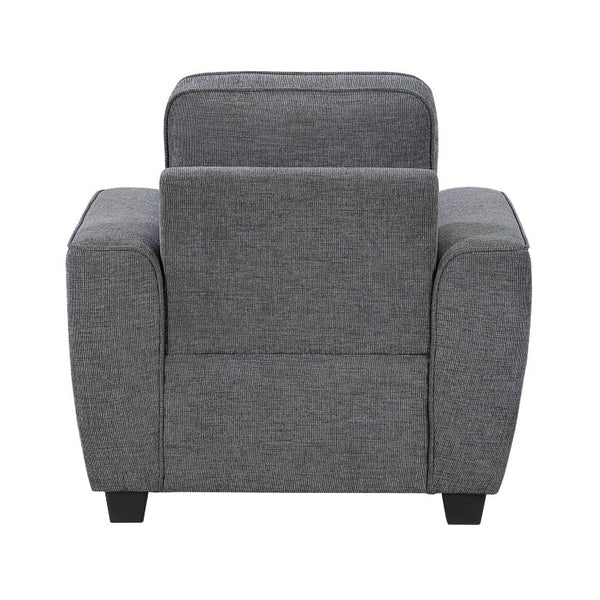 English Elm Contemporary Chenille Living Room Sofa Set with Pocket Coil Support and Plush Cushions Dark Gray 3PC B011S03814
