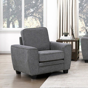 English Elm Contemporary Chenille Living Room Sofa Set with Pocket Coil Support and Plush Cushions Dark Gray 3PC B011S03814