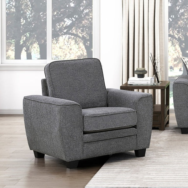 English Elm Contemporary Chenille Living Room Sofa Set with Pocket Coil Support and Plush Cushions Dark Gray 3PC B011S03814
