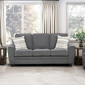 English Elm Contemporary Chenille Living Room Sofa Set with Pocket Coil Support and Plush Cushions Dark Gray 3PC B011S03814