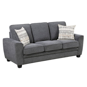 English Elm Contemporary Chenille Living Room Sofa Set with Pocket Coil Support and Plush Cushions Dark Gray 3PC B011S03814