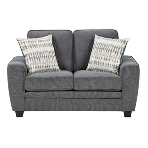 English Elm Contemporary Chenille Living Room Sofa Set with Pocket Coil Support and Plush Cushions Dark Gray 3PC B011S03814