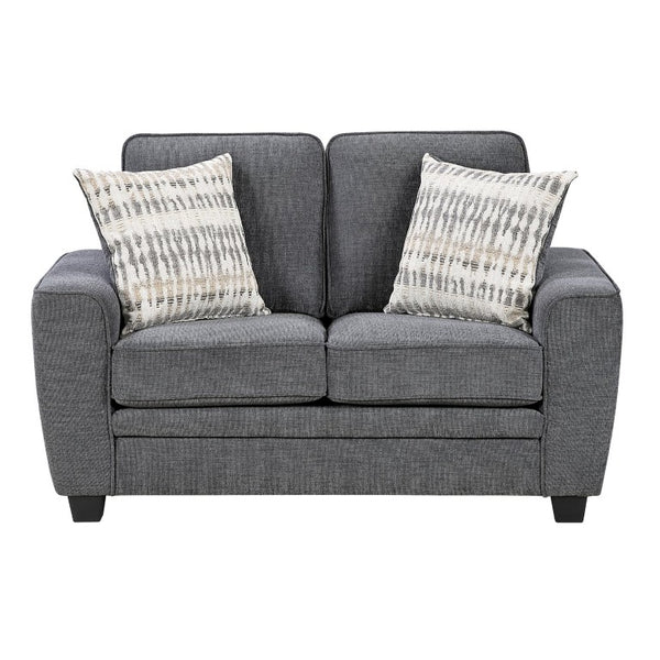 English Elm Contemporary Chenille Living Room Sofa Set with Pocket Coil Support and Plush Cushions Dark Gray 3PC B011S03814