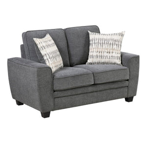 English Elm Contemporary Chenille Living Room Sofa Set with Pocket Coil Support and Plush Cushions Dark Gray 3PC B011S03814