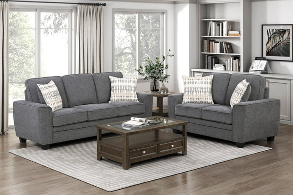 English Elm Contemporary Chenille Upholstered 3 Piece Sofa Set with Pocket Coil Cushion Support Dark Gray B011S03815