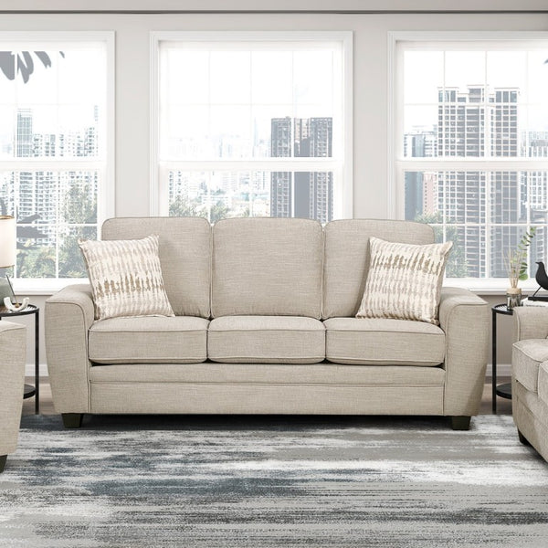 English Elm Contemporary Chenille Upholstered 3 Piece Sofa Set with Pocket Coil Cushion Support Taupe B011S03816