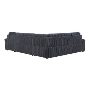 English Elm 3-Piece Corduroy Sectional Sofa with Pull-Out Bed Hidden Storage and Channel Tufting Dark Gray B011S03821