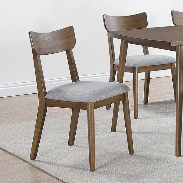 English Elm Wooden Walnut Seven Piece Dining Set with Rubberwood Table and Upholstered Side Chairs B011S03823