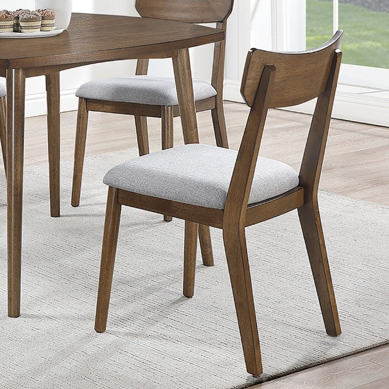 English Elm 5Pc Walnut Finish Square Dining Set with Acacia Veneer Top and Upholstered Side Chairs B011S03824