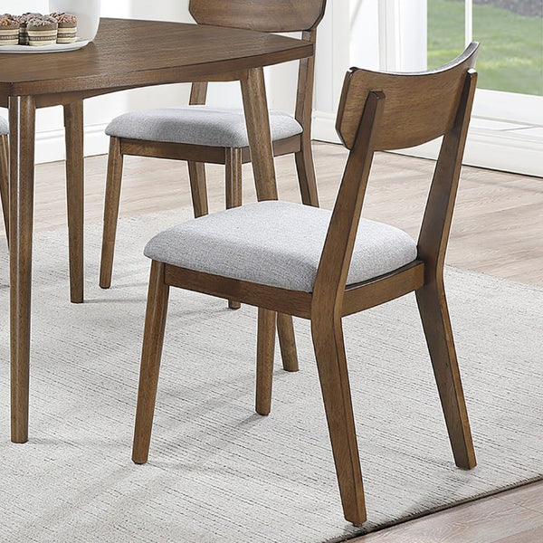 English Elm 5Pc Walnut Finish Square Dining Set with Acacia Veneer Top and Upholstered Side Chairs B011S03824