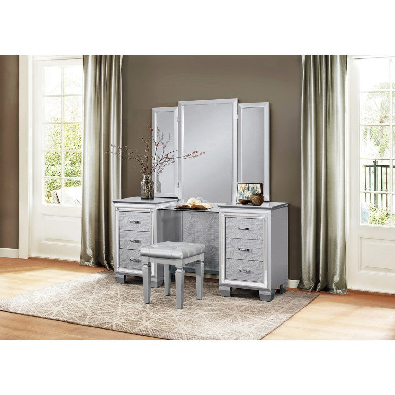 English Elm Chest of Drawers Silver Glam Tall Six Drawer Faux Crystal Hardware Bedroom Storage B011S03838