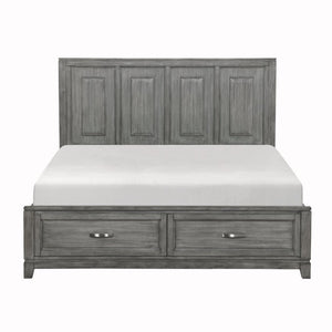 English Elm Bed Eastern King Storage Footboard Okume Veneer Gray Transitional Bedroom Piece B011S03848