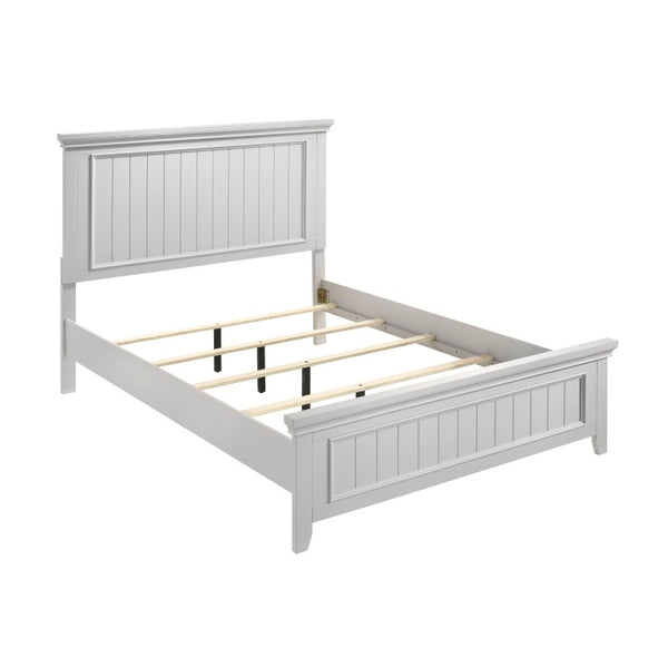English Elm Bed Eastern King with Plank Headboard Weathered Finish Rustic Transitional Bedroom White 82 L x 89.5 W x 55.5 H Engineered Wood B011S03852