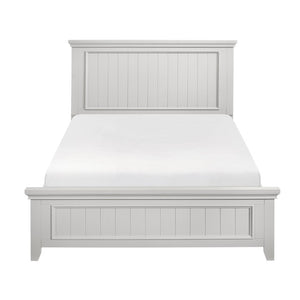 English Elm Bed Eastern King with Plank Headboard Weathered Finish Rustic Transitional Bedroom White 82 L x 89.5 W x 55.5 H Engineered Wood B011S03852