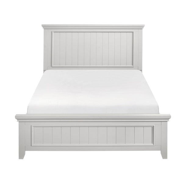 English Elm Bed Eastern King with Plank Headboard Weathered Finish Rustic Transitional Bedroom White 82 L x 89.5 W x 55.5 H Engineered Wood B011S03852