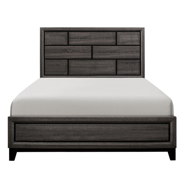 English Elm Bed Full Size Contemporary Gray Melamine Veneer Frame for Modern Bedroom Decor B011S03856