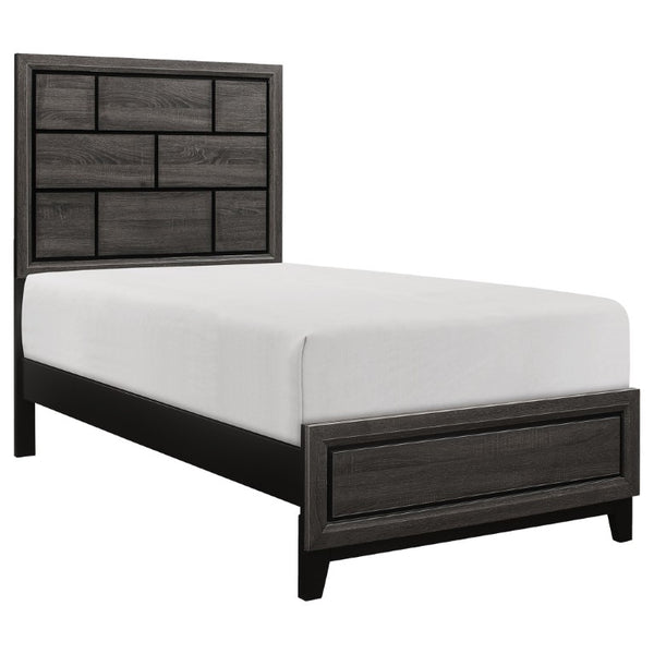 English Elm Bed Full Size Contemporary Gray Melamine Veneer Frame for Modern Bedroom Decor B011S03856