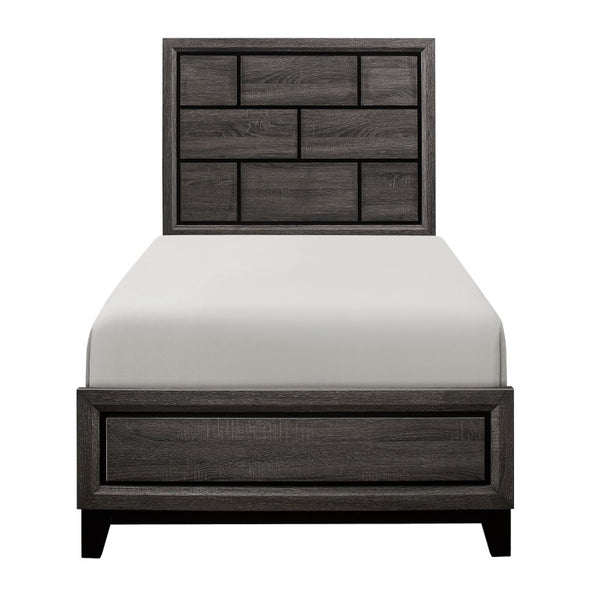 English Elm Bed Full Size Contemporary Gray Melamine Veneer Frame for Modern Bedroom Decor B011S03856