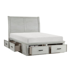 English Elm Bed Eastern King Storage Platform with Six Drawers Gray Engineered Wood Frame B011S03860