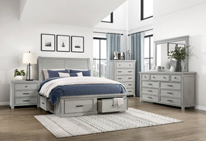 English Elm Bed Eastern King Storage Platform with Six Drawers Gray Engineered Wood Frame B011S03860