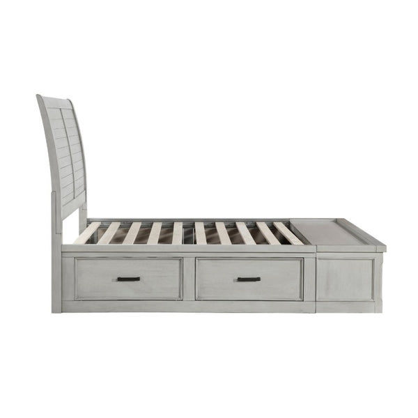 English Elm Bed Eastern King Storage Platform with Six Drawers Gray Engineered Wood Frame B011S03860