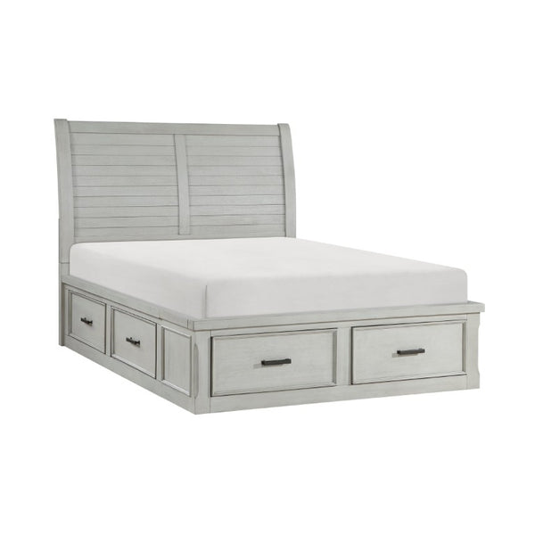 English Elm Bed Eastern King Storage Platform with Six Drawers Gray Engineered Wood Frame B011S03860