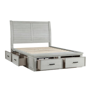English Elm Bed California King Six Drawer Storage Frame in Gray with Modern Low Profile Design B011S03861